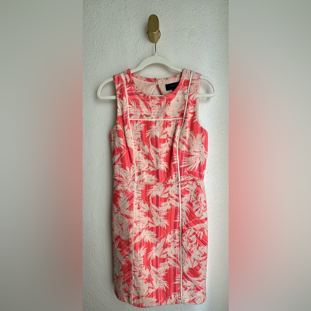 J. Crew Pink Cream Tropical Patterned Sheath Dress Size 4